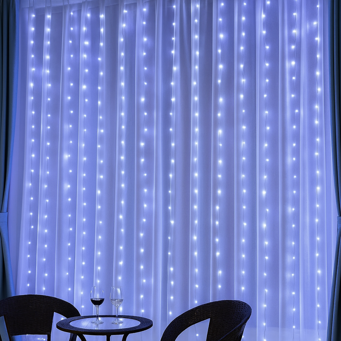 Elegani 200 LED Cool White Curtain String Lights – 6.6ft x 6.6ft Plug-In with 8 Lighting Modes, Indoor/Outdoor Use, Ideal for Bedroom, Window, Party, and Holiday Decor