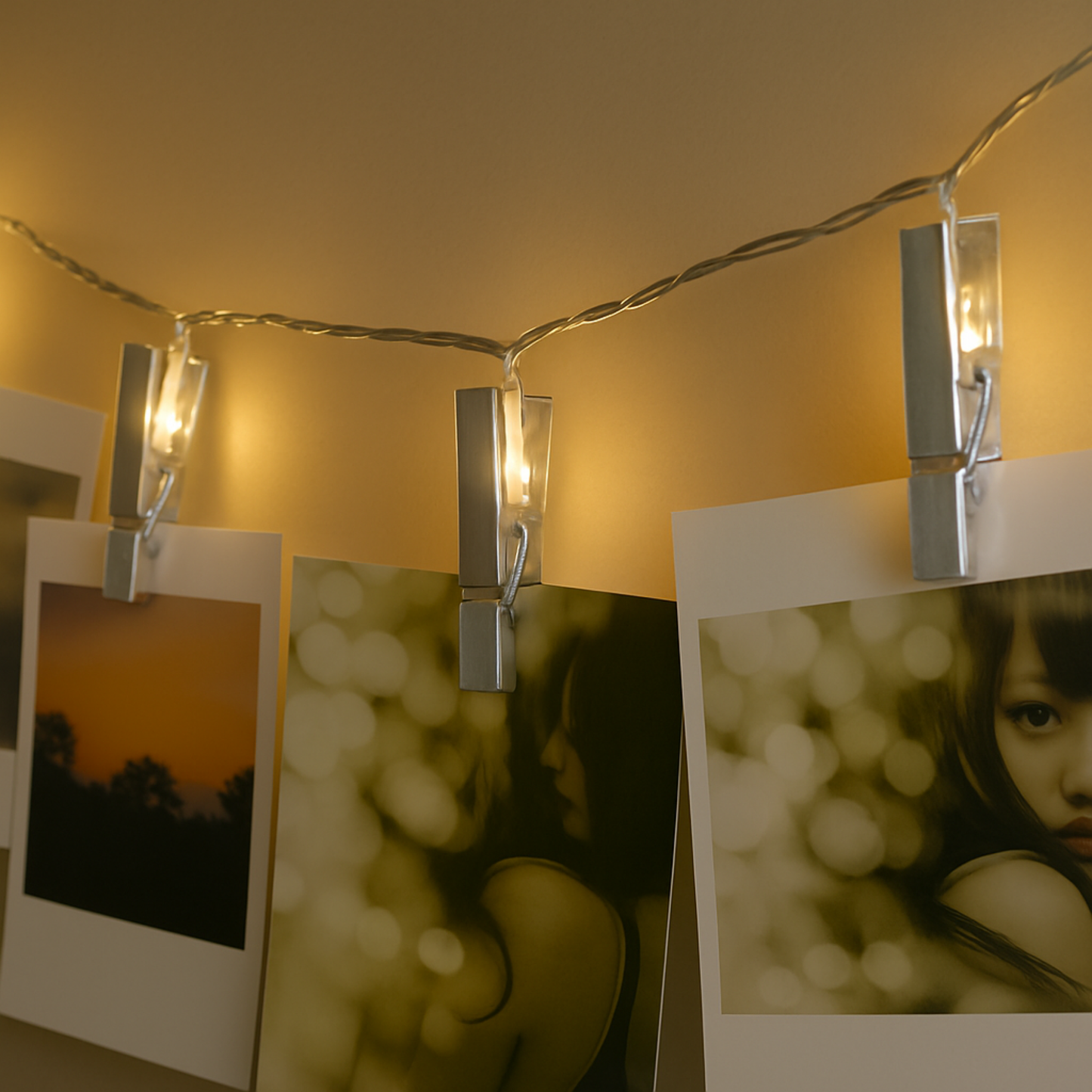 Elegani 36 LED Silver Photo Clip String Light – 13ft Warm White Decorative String Light with Metallic Silver Clips