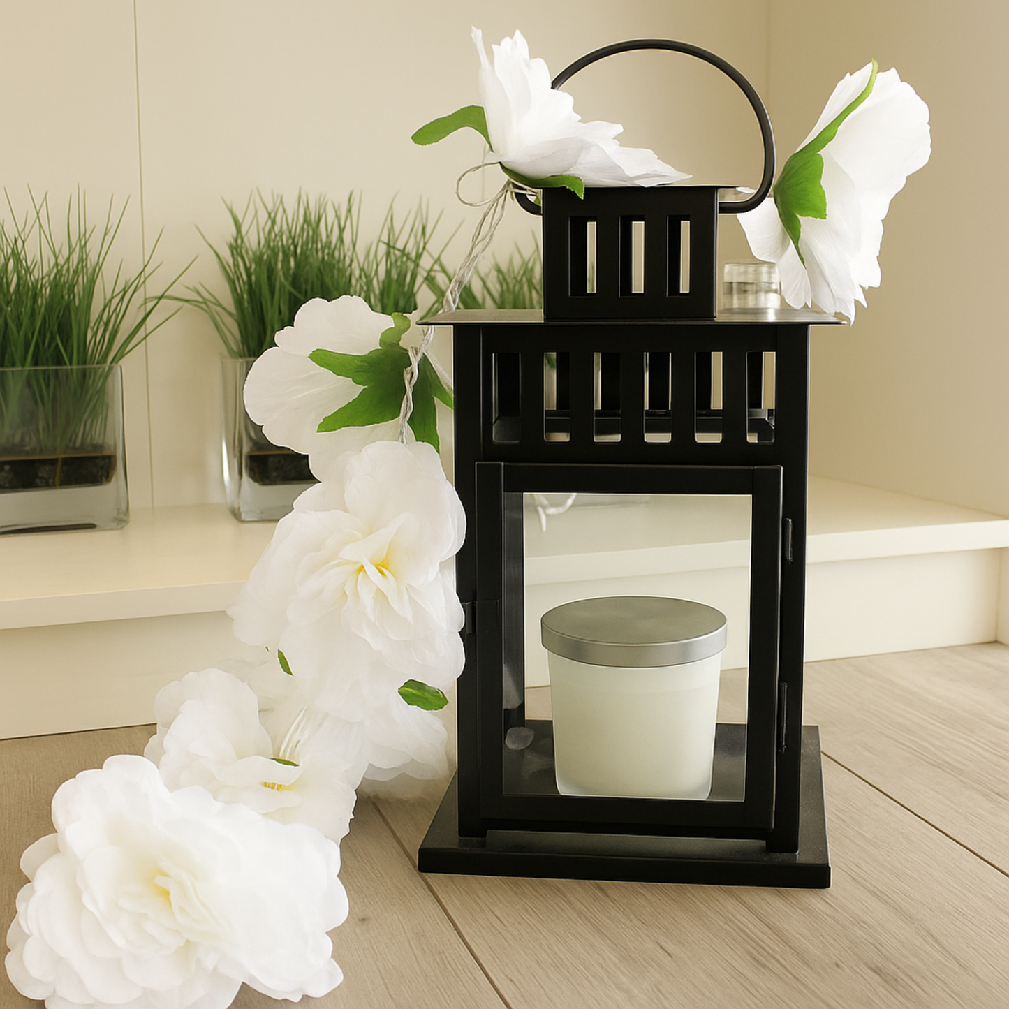 Elegani 8 LED White Flower String Lights – Warm White Floral Fairy Lights for Home and Event Décor