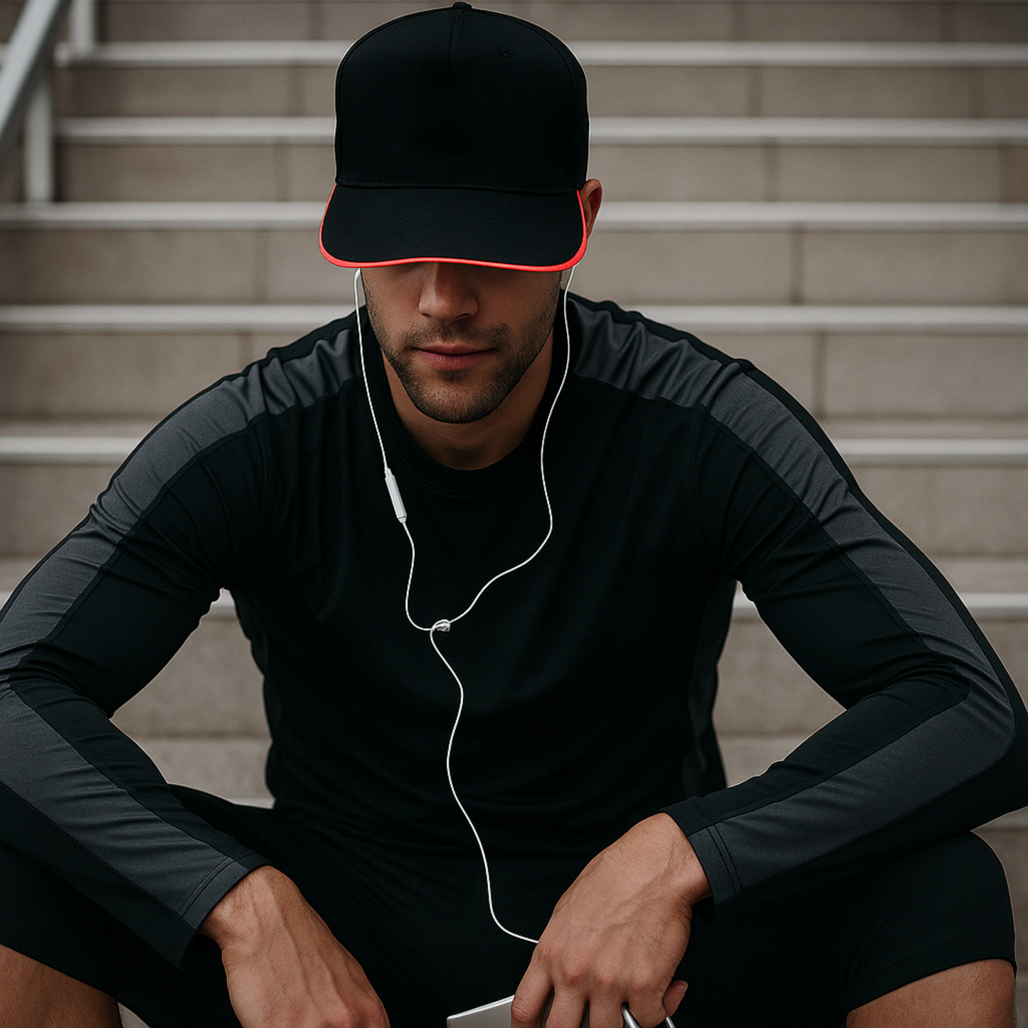 Elegani Night Runner LED Glow Hat – Red Light Up Baseball Cap with Adjustable Fit & 3 Light Modes