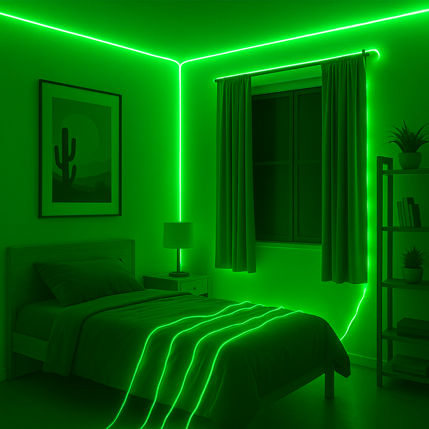 Elegani 3 Ft Neon String Light – Flexible LED Wire, Indoor Room & Party Decor, Portable and Bendable-Green