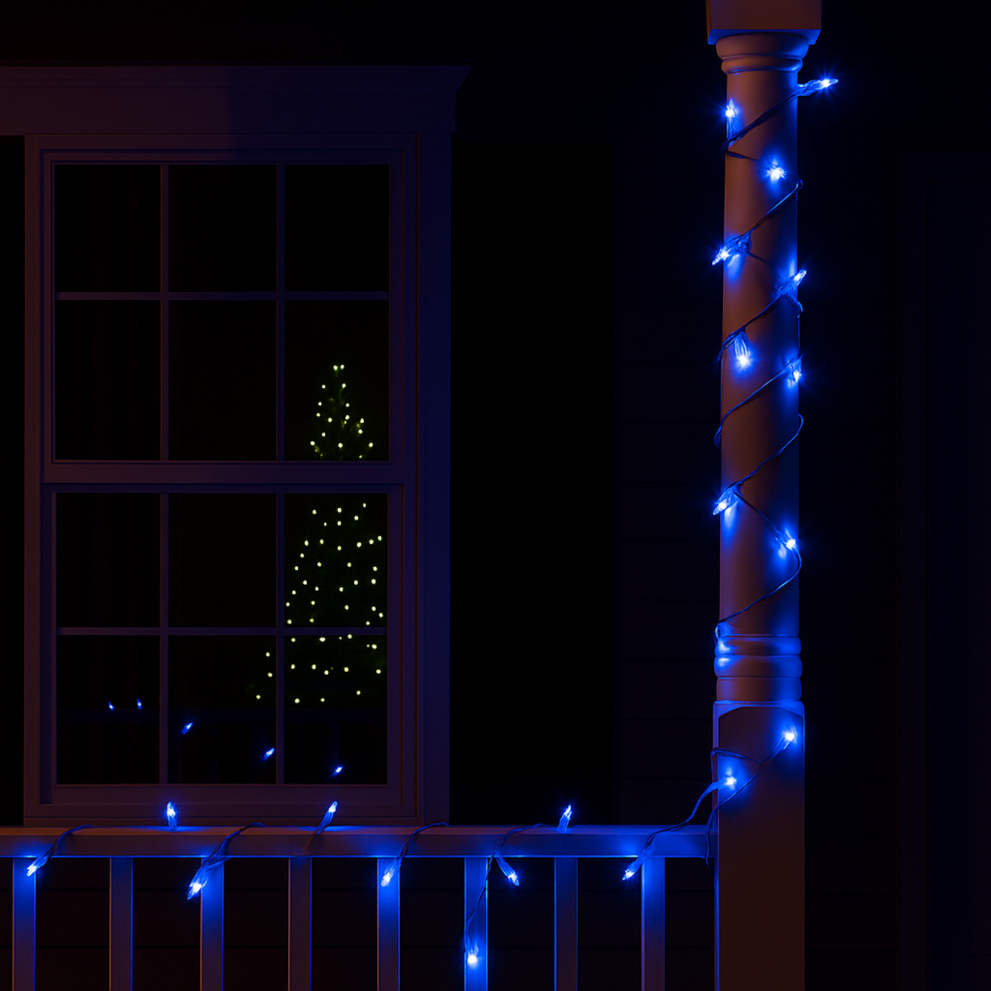 Elegani 100 LED Matte Blue String Lights – 32ft Plug-In, Soft Glow, Indoor/Outdoor Decorative Lighting for Holiday, Party, and Home Décor