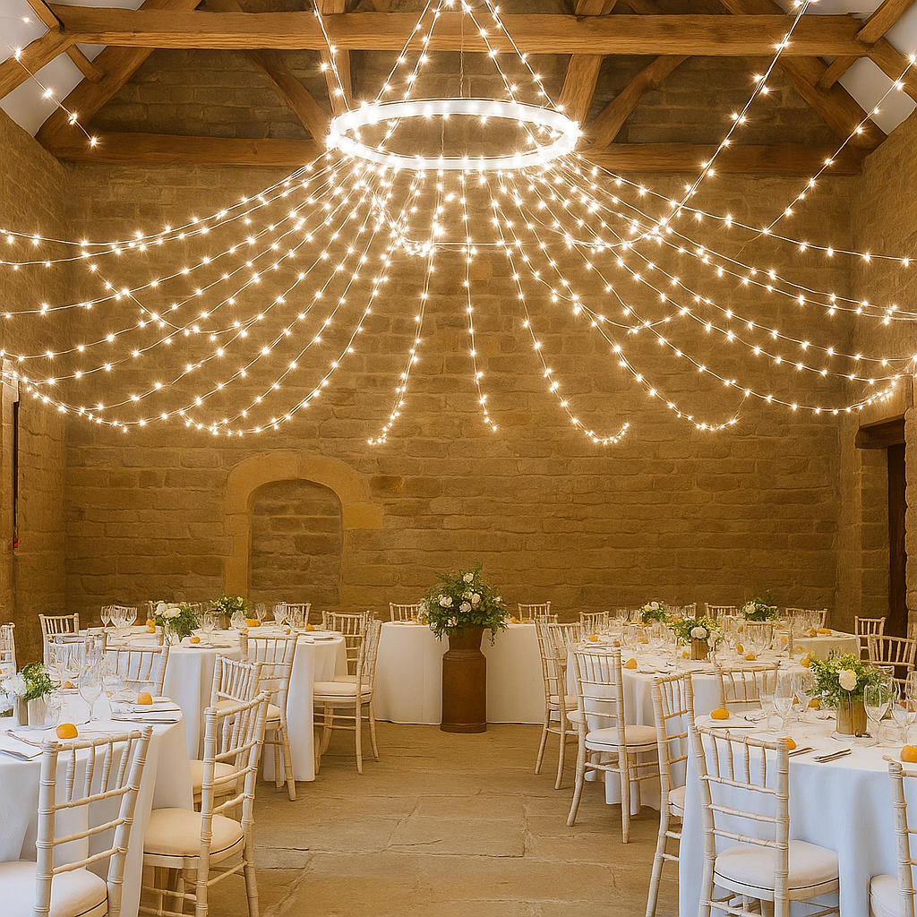 Elegani Indoor/Outdoor 100 LED String Warm White Lights with Flexible Clear Wire – 33ft, Waterproof, Energy Efficient, Plug-In, Holiday & Party Decoration Lighting