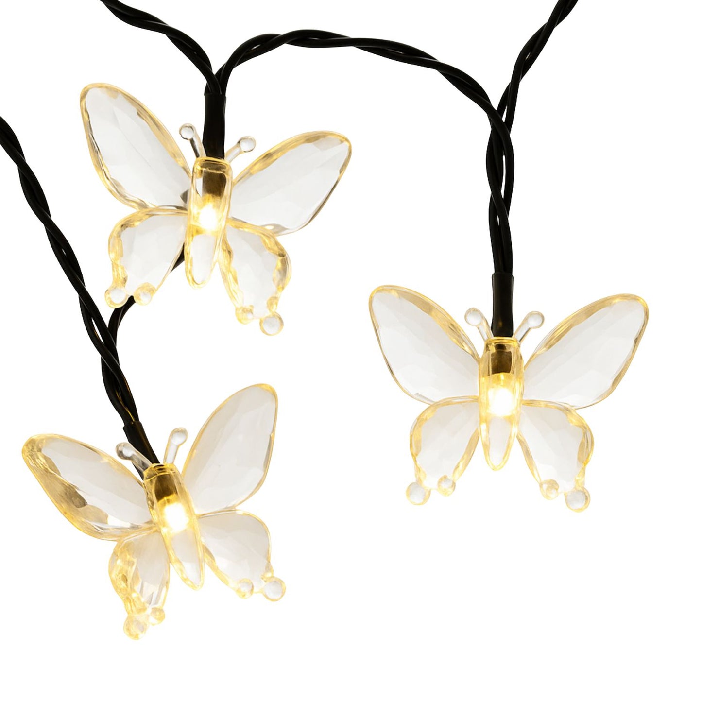 Elegani 2-Pack Solar Butterfly 30 LED String Lights 8 Modes, 21 ft