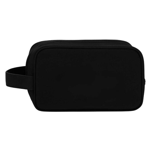 Elegani Canvas Toiletry Bag – 9" x 6" Travel Dopp Kit, 3L Capacity, Dual Zippered Compartments, Inner Pocket, Self-Fabric Handle-Black