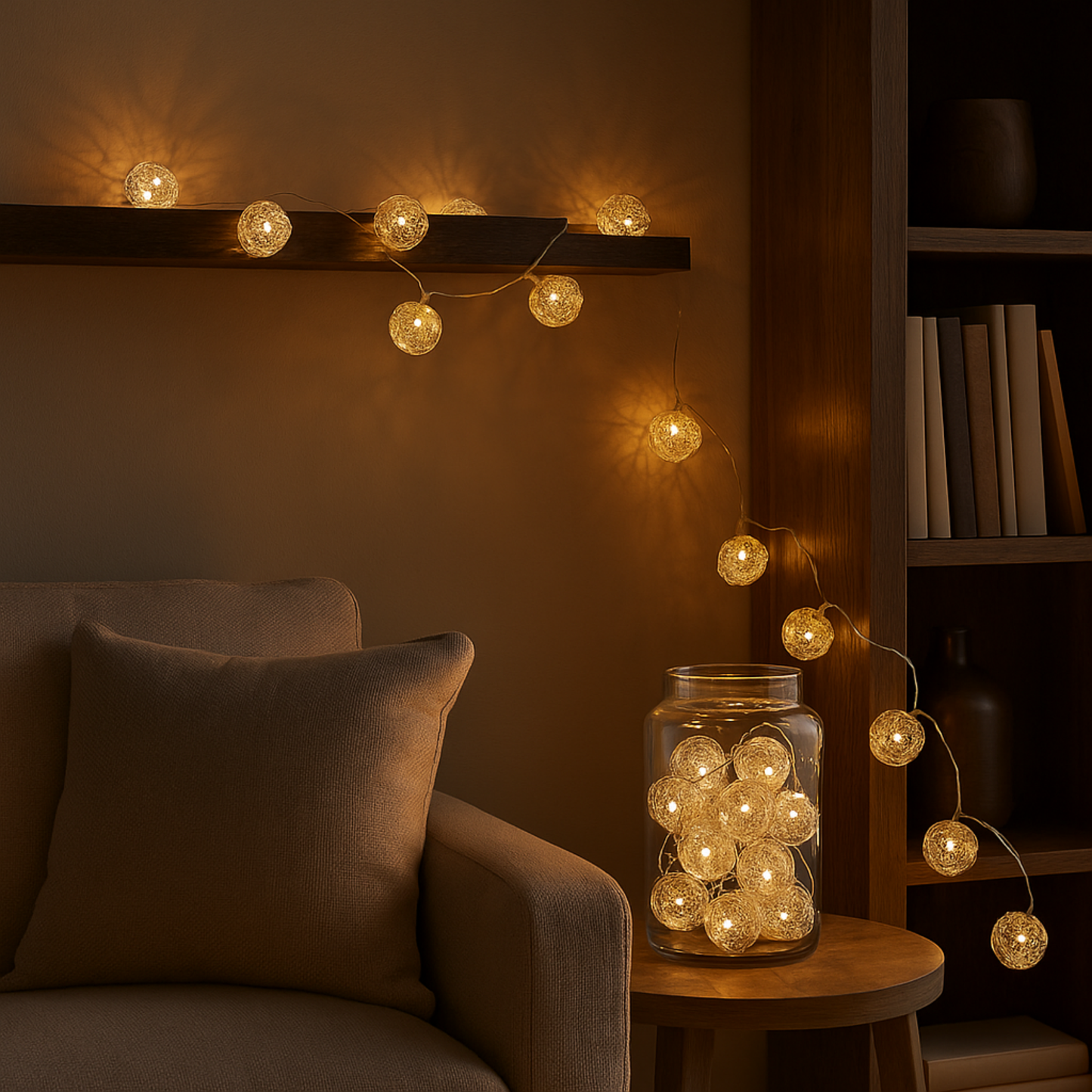 Elegani 10 LED Wire Ball String Light – 3ft Flexible Silver Copper Wire with 12" Lead, Mini Decorative Fairy Lights for Bedroom, Table, and Event Decor (Warm White)