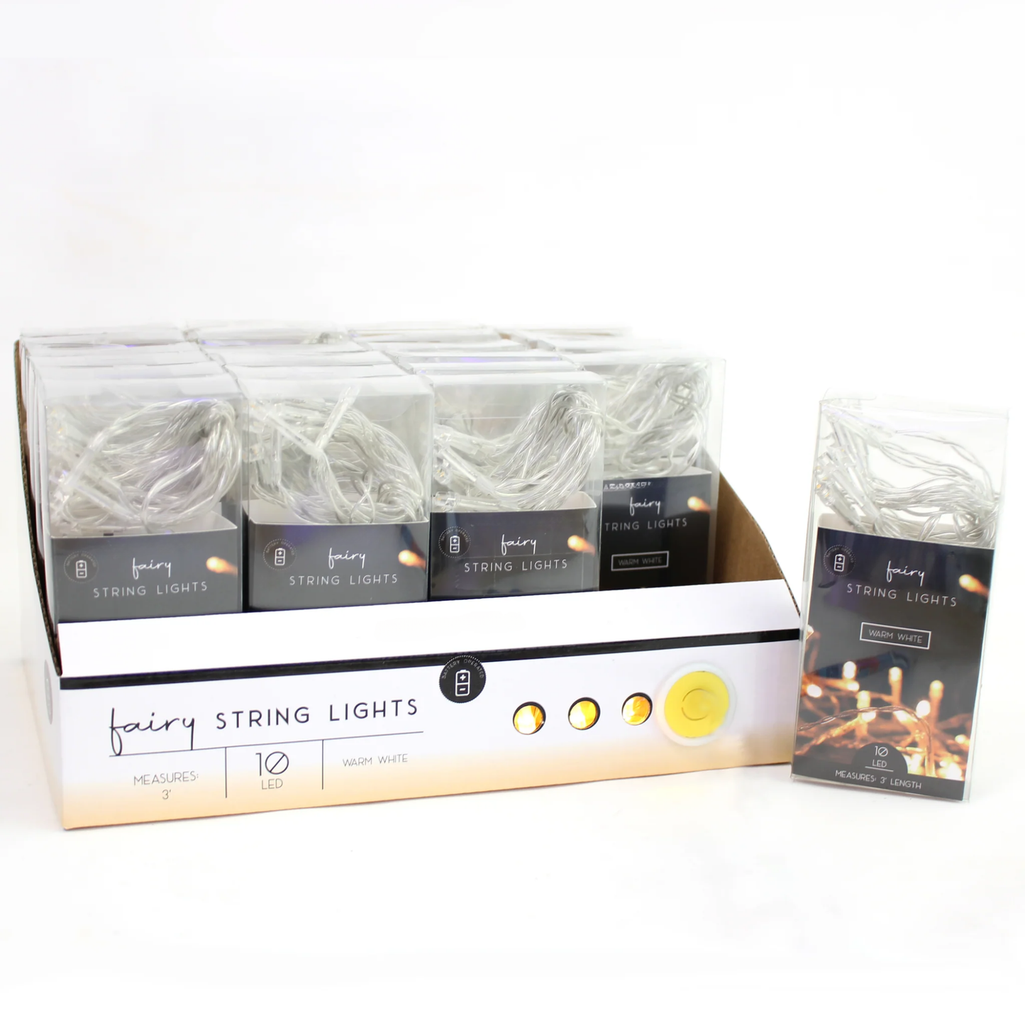 Elegani 10 LED Clear Cable String Lights – 3ft Mini Fairy Lights with Clear Wire, Warm White Indoor Decorative Lighting for Crafts, Bedroom, and Holiday Decor