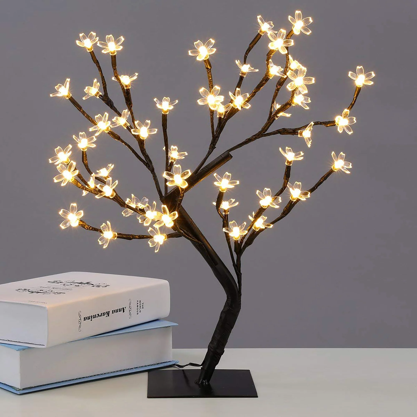 Elegani Lighted Cherry Blossom Tree – 18” Tabletop LED Tree with 24 White Blossoms, Warm White Lights for Wedding, Event, or Home Décor