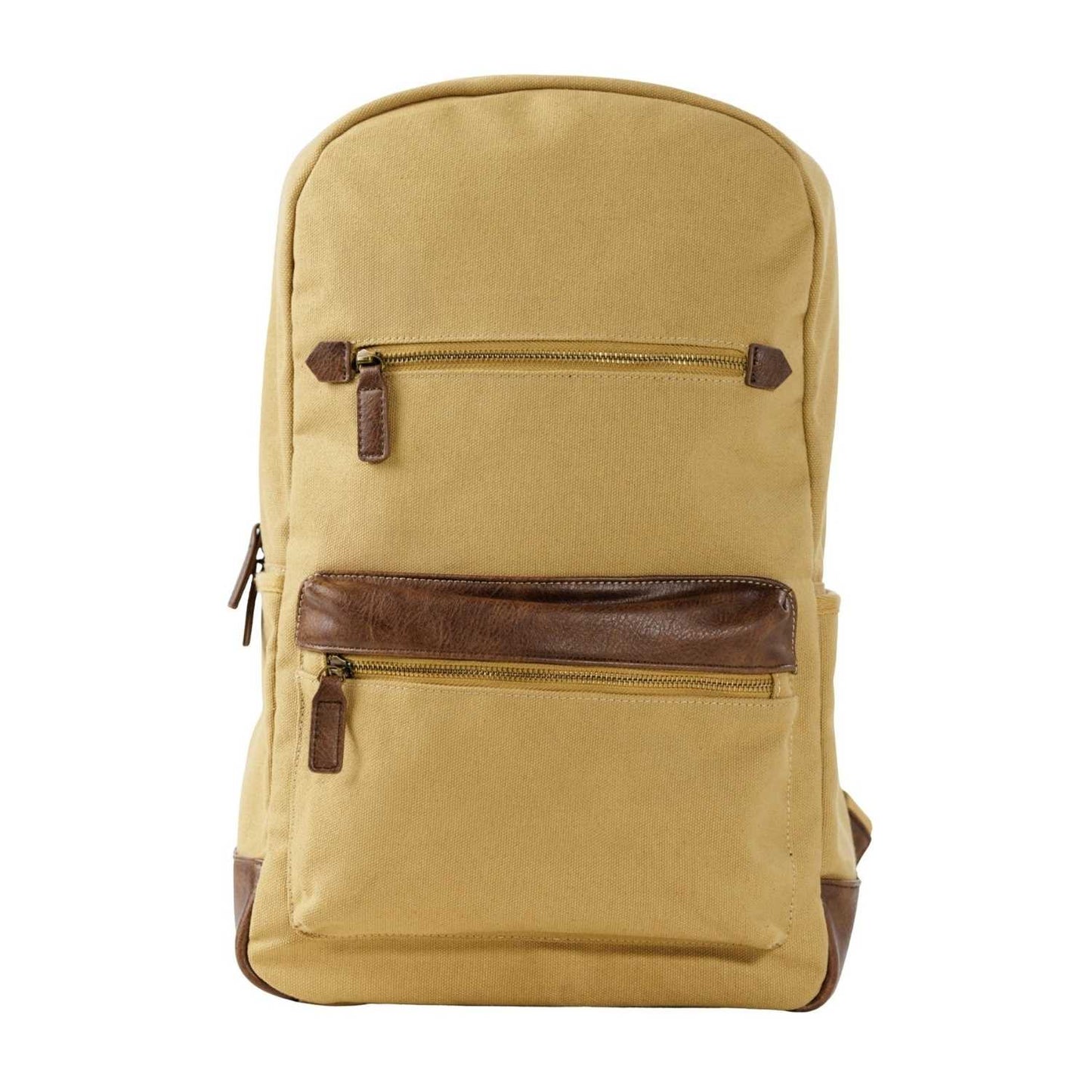 Elegani Touring Luxe Backpack – 11.02" x 18.50" x 5.11", Eco-Friendly Recycled Canvas-Tan
