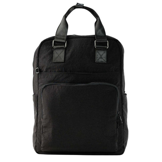 Elegani Essential Tote Backpack – 11.41" x 15.35" x 5.11" Eco-Friendly Recycled Waterproof Nylon, 14.7L Capacity, Fits 15" Laptop, Multiple Compartments-Black