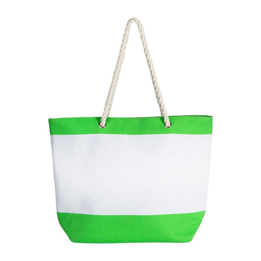 Elegani Nautical Beach Bag – 21" x 16" x 6" Canvas Tote with Cotton Rope Handles, Top Zipper Closure-Lime Green