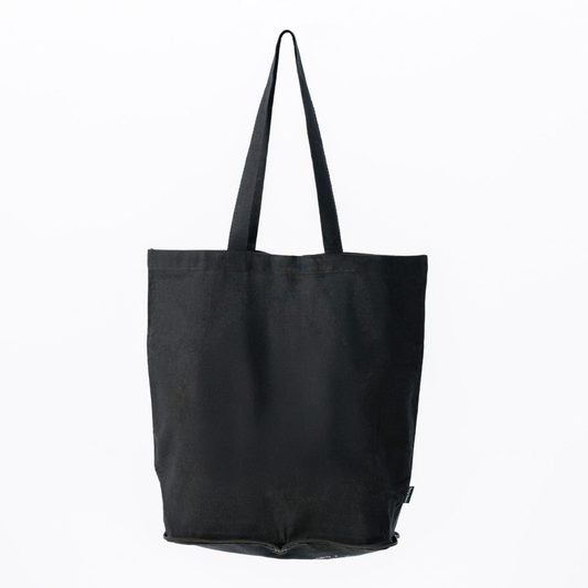 Elegani Mini Pocket Tote Bag – 13.5" x 14.5" 100% Cotton Canvas with Front Pocket, 22" Handles-Black