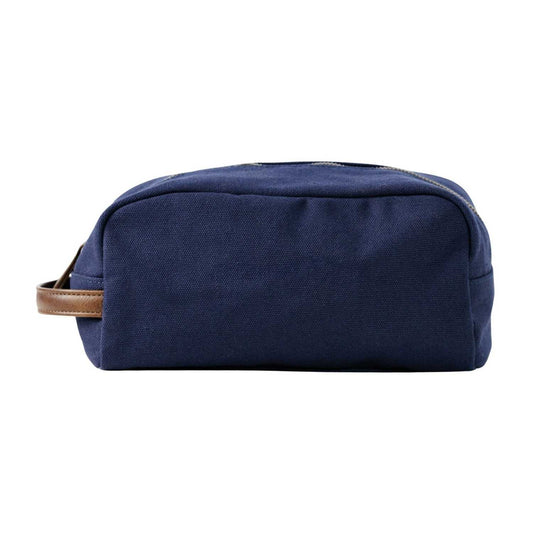 Elegani Touring Luxe Toiletry Bag – 9.84" x 4.72" x 5.90", Eco-Friendly Recycled Canvas with PU Accents-Navy