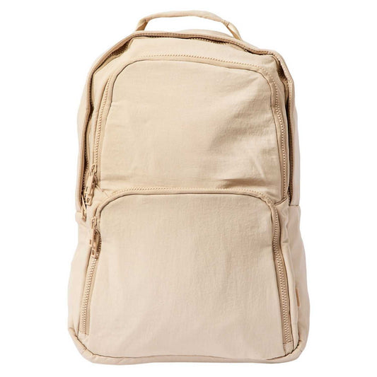 Elegani Essential Backpack – 12" x 18" x 6" Eco-Friendly Recycled Nylon, 20L Capacity, Water-Repellent, Lightweight Design-Beige