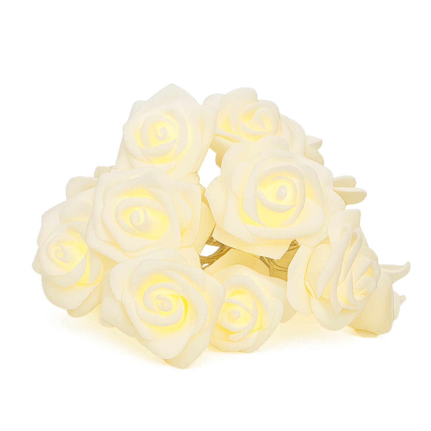 Elegani 20 LED Rose Flower String Lights – 9.5ft Warm White, 5mm Bulbs, 12" Lead, 6" Spacing, Indoor Decorative Lighting for Bedroom, Wedding, Party, and Holiday Decor