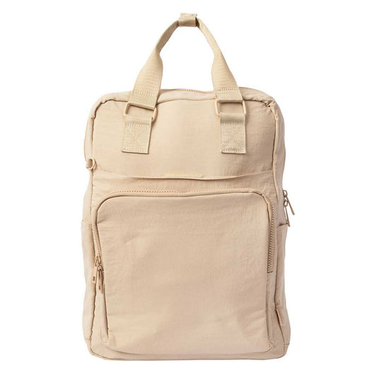 Elegani Essential Tote Backpack – 11.41" x 15.35" x 5.11" Eco-Friendly Recycled Waterproof Nylon, 14.7L Capacity, Fits 15" Laptop, Multiple Compartments-Beige