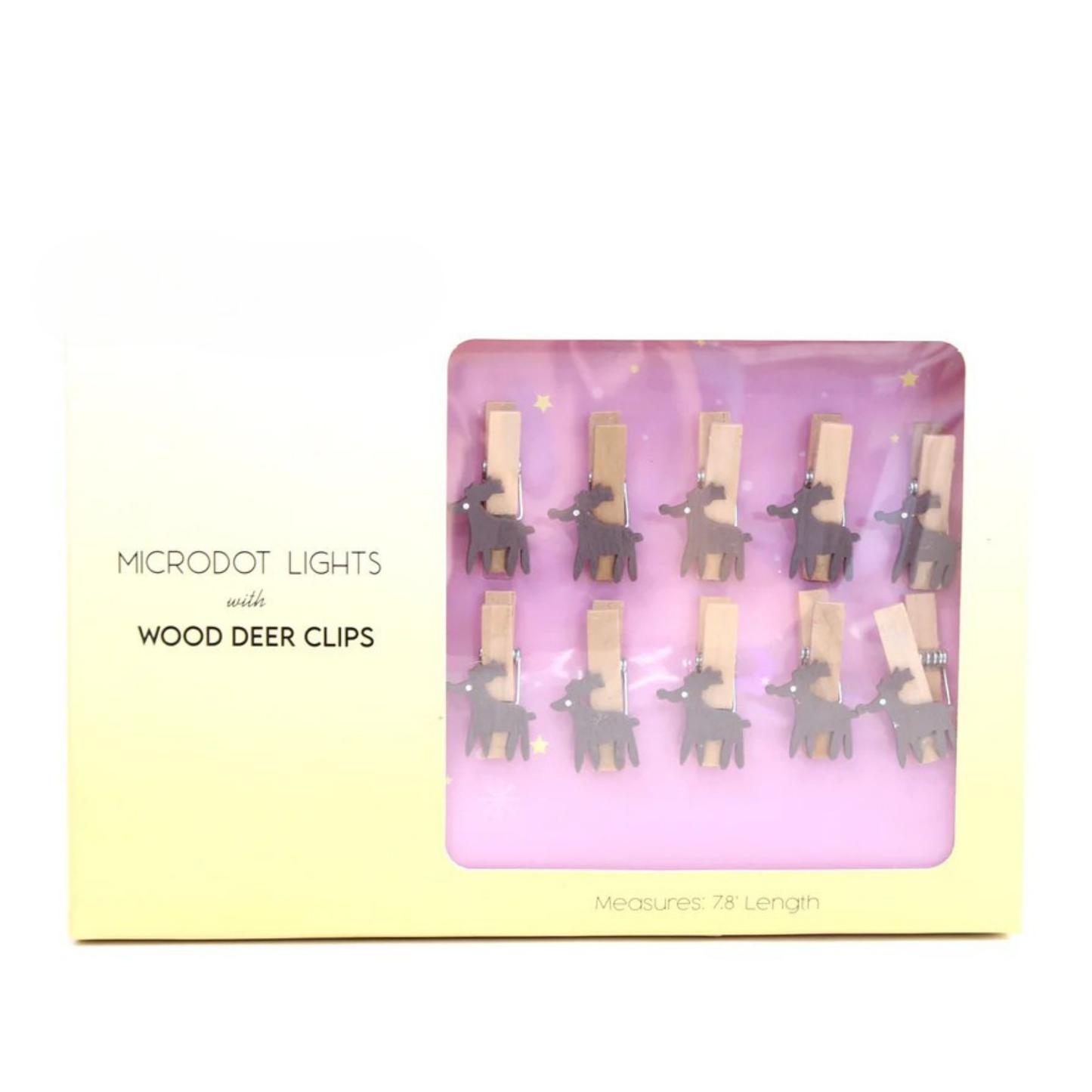 Elegani 20 LED Microdot String Lights with 10 Wood Deer Clips – 7FT Copper Wire Indoor Decorative Light Set