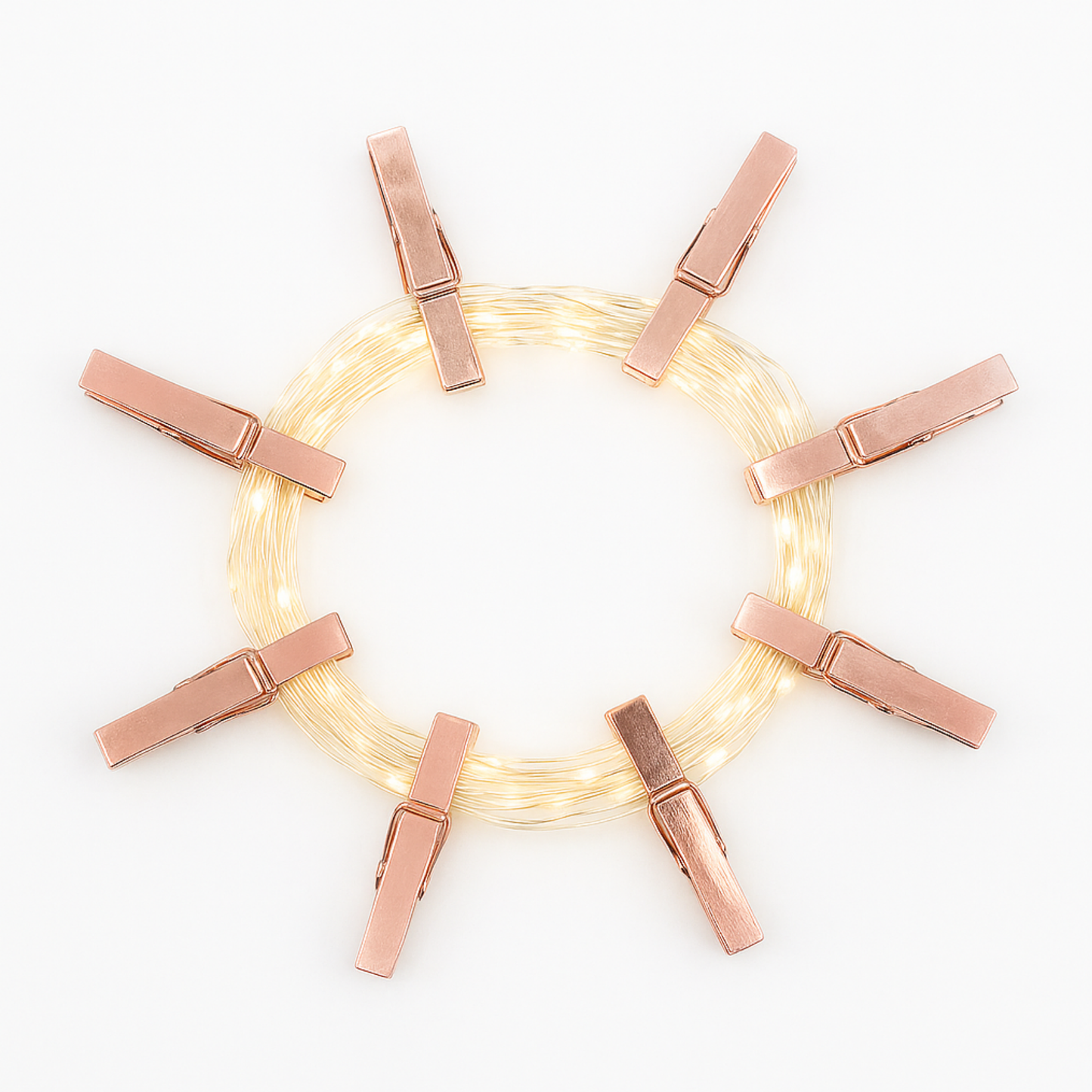 Elegani 36 LED Rose Gold Photo Clip String Lights – 13ft Decorative Picture Hanging Light for Wall, Dorm, Bedroom, or Headboard Display