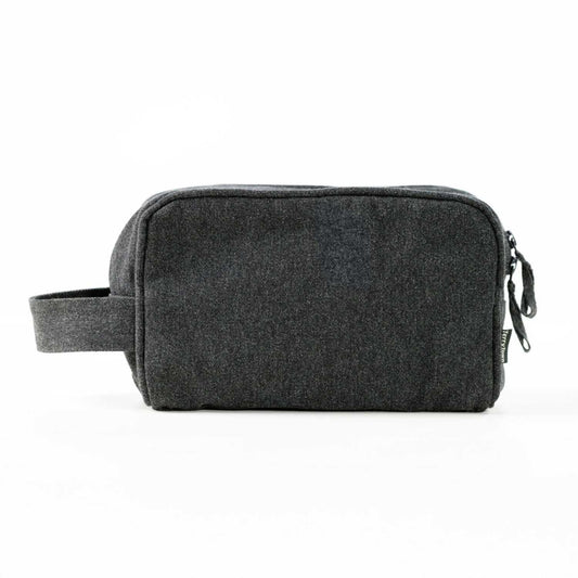 Elegani Canvas Toiletry Bag – 9" x 6" Travel Dopp Kit, 3L Capacity, Dual Zippered Compartments, Inner Pocket, Self-Fabric Handle-Gray