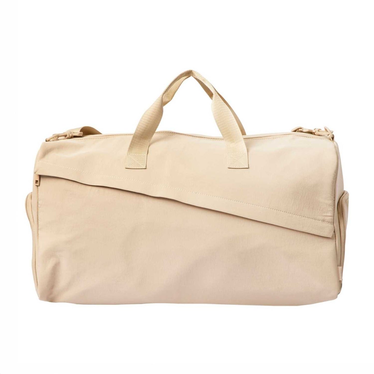 Elegani Essential Sports Duffel Bag – 21.6" x 11.02" x 9.84" Eco-Friendly Recycled Nylon, 38.5L Capacity, Water-Repellent, Multiple Compartments-Beige
