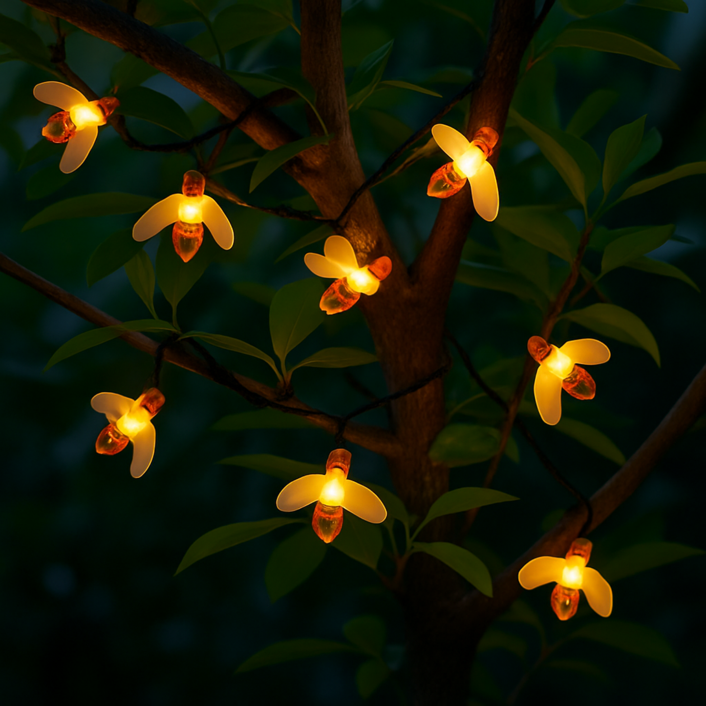 Elegani Super Pack-20 LED Bee String Lights – Warm White 9.5ft Indoor Décor – Cute Bee Light Garland – 12pcs PDQ Display