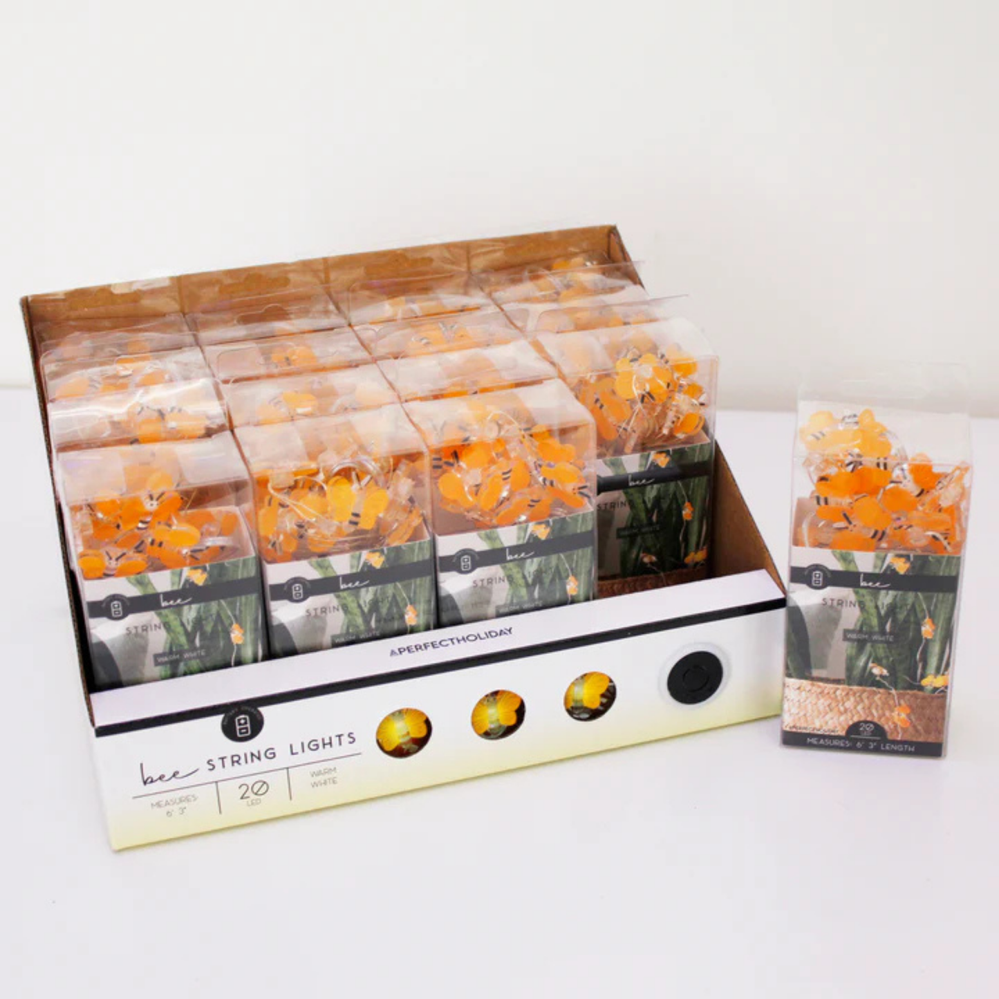 Elegani Super Pack-20 LED Bee String Lights – Warm White Indoor Micro Dot Fairy Lights – 6.3ft Cute Décor for Bedroom, Party or Gift – 16 Pack PDQ Display