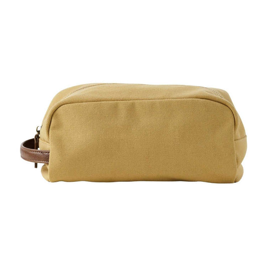 Elegani Touring Luxe Toiletry Bag – 9.84" x 4.72" x 5.90", Eco-Friendly Recycled Canvas with PU Accents-Tan