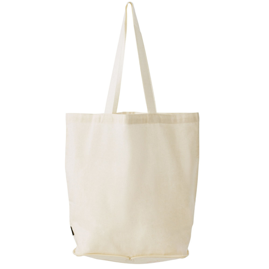 Elegani Mini Pocket Tote Bag – 13.5" x 14.5" 100% Cotton Canvas with Front Pocket, 22" Handles-Natural