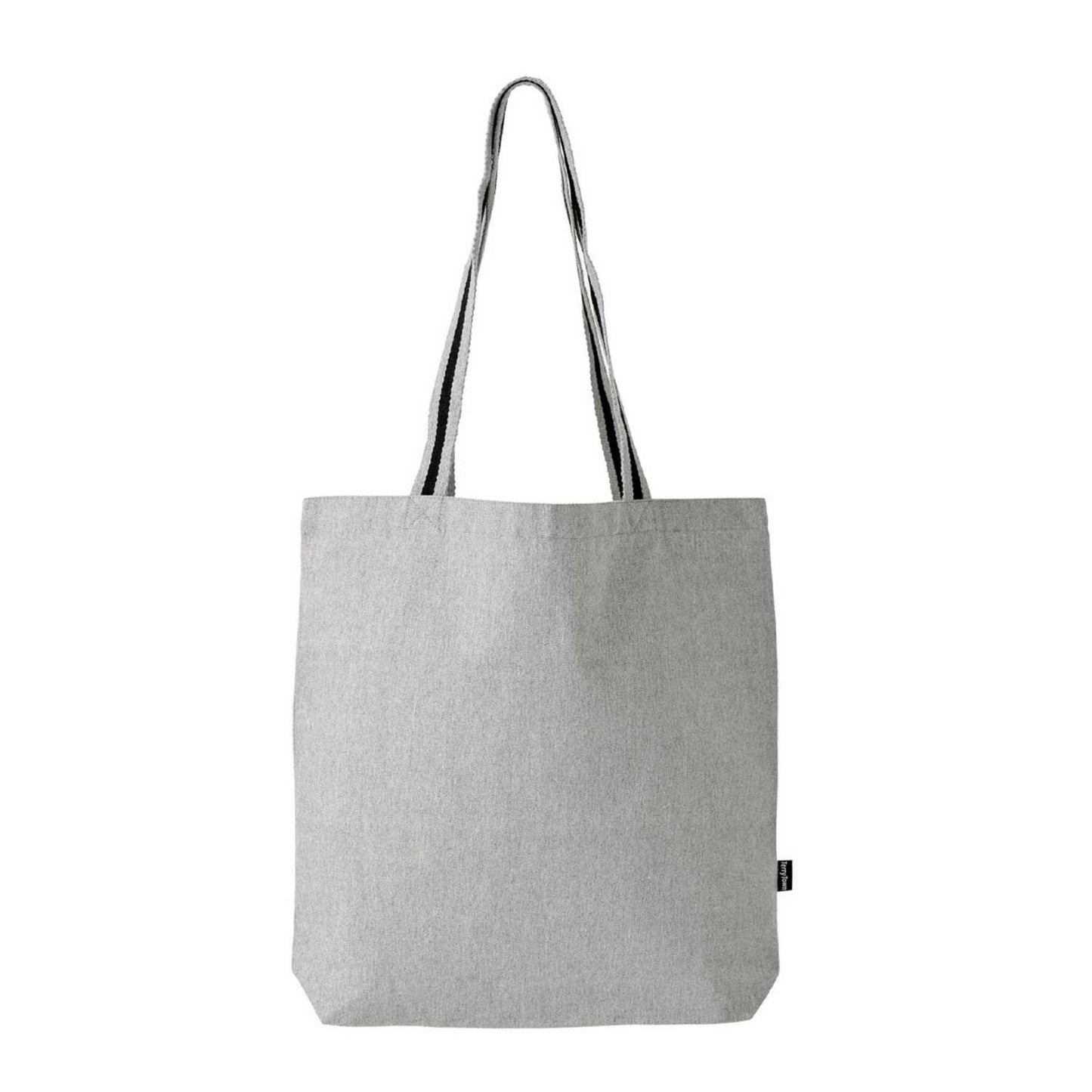 Elegani Deluxe Canvas Tote Bag with Striped Handles – 15" x 16" Eco-Friendly Recycled Cotton & Polyester-Gray