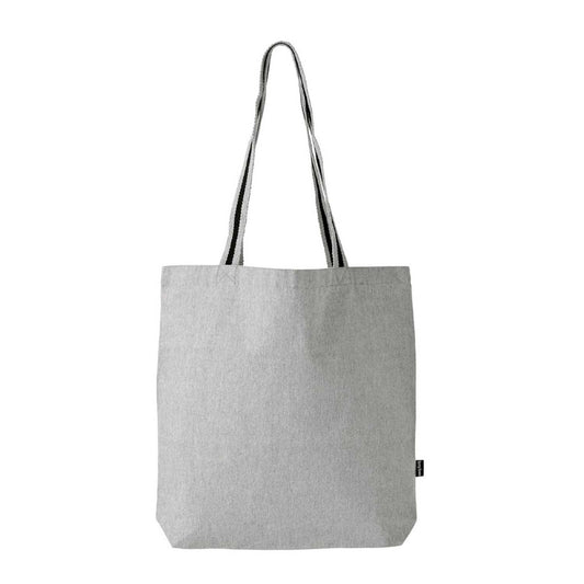 Elegani Deluxe Canvas Tote Bag with Striped Handles – 15" x 16" Eco-Friendly Recycled Cotton & Polyester-Gray
