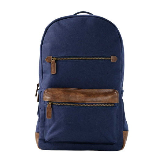 Elegani Touring Luxe Backpack – 11.02" x 18.50" x 5.11", Eco-Friendly Recycled Canvas-Navy