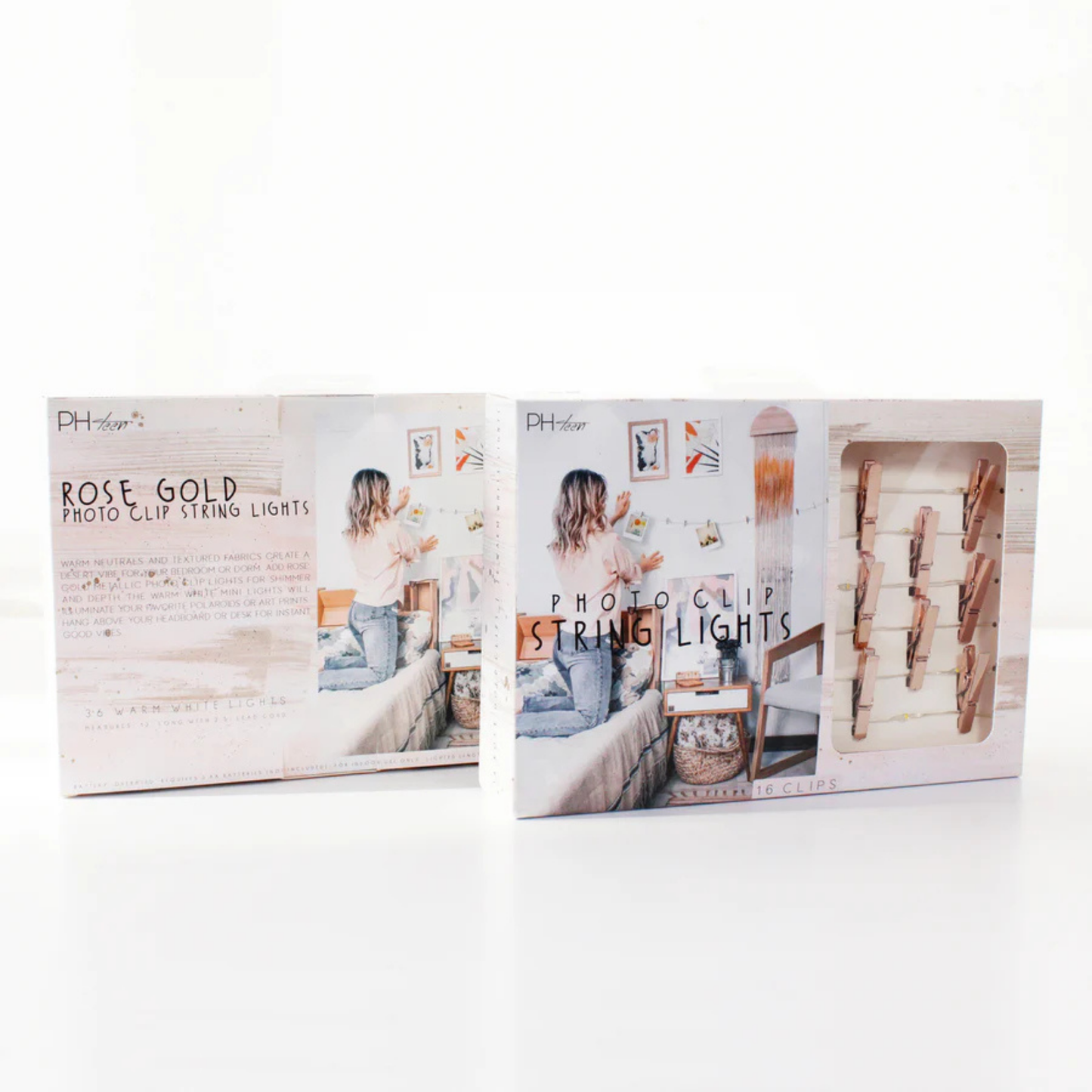 Elegani 36 LED Rose Gold Photo Clip String Lights – 13ft Decorative Picture Hanging Light for Wall, Dorm, Bedroom, or Headboard Display