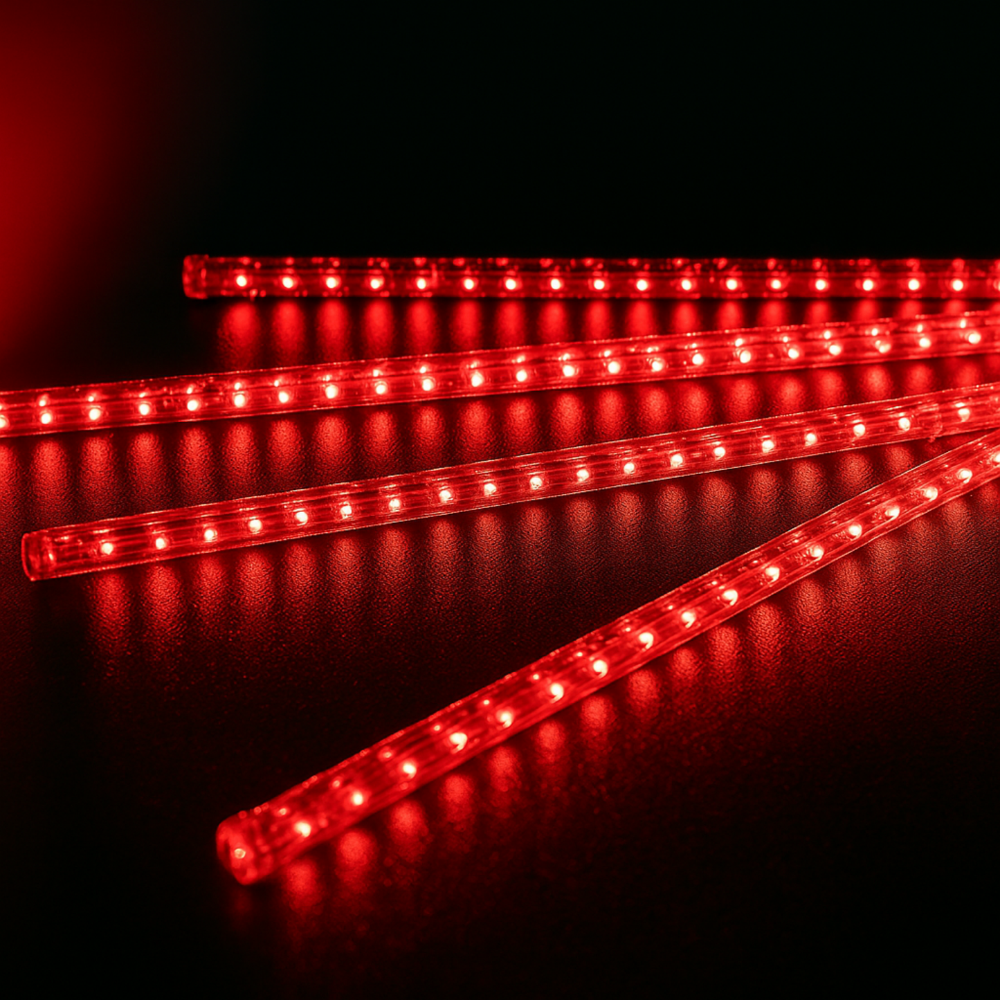 Elegani 8-Tube 50cm Red Snowfall LED Meteor Lights – 8ft Plug-In, 240 LEDs, Connectable, Indoor/Outdoor Decorative Lighting for Holiday, Tree, and Party Décor