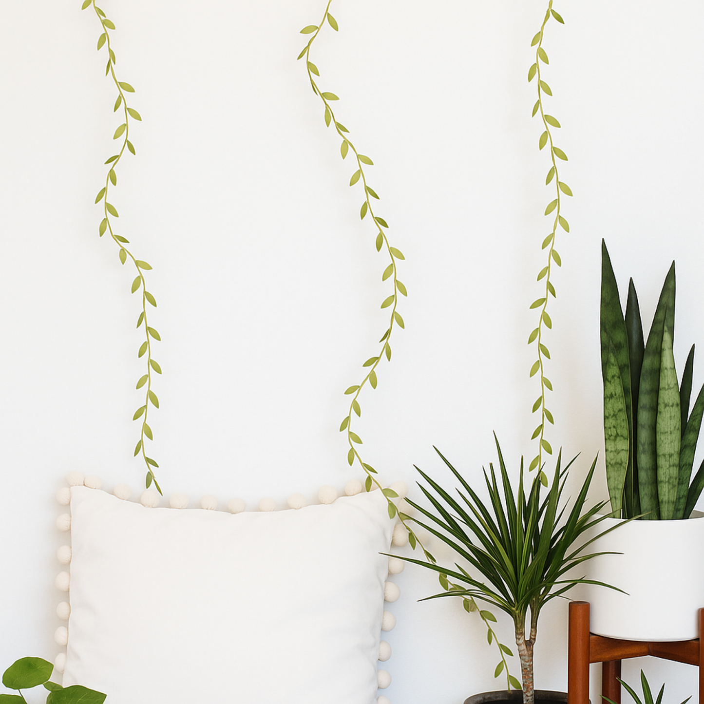 Elegani 96 LED Green Leaf Vine Fairy Curtain Lights – 5.2ft x 2ft Hanging Faux Garland Lighted Backdrop with 6 Strands, Warm White Glow, Indoor Outdoor Decorative Wall or Patio Light