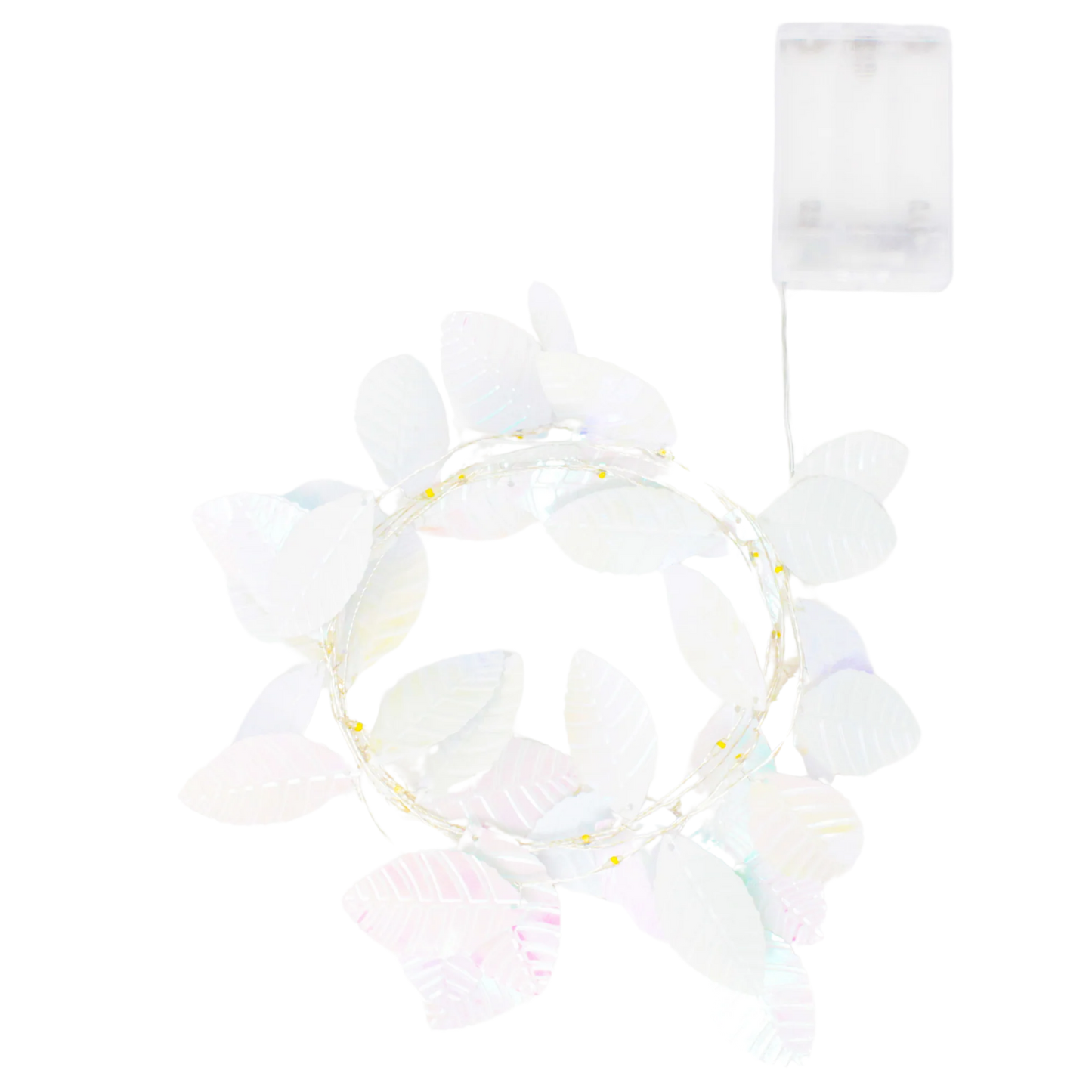 Elegani 20 LED Iridescent Leaf Fairy Lights – 7.8ft Silver Copper Wire String Light for Bedroom, Nursery, Wedding, Holiday Décor – Warm White (Batteries Not Included)