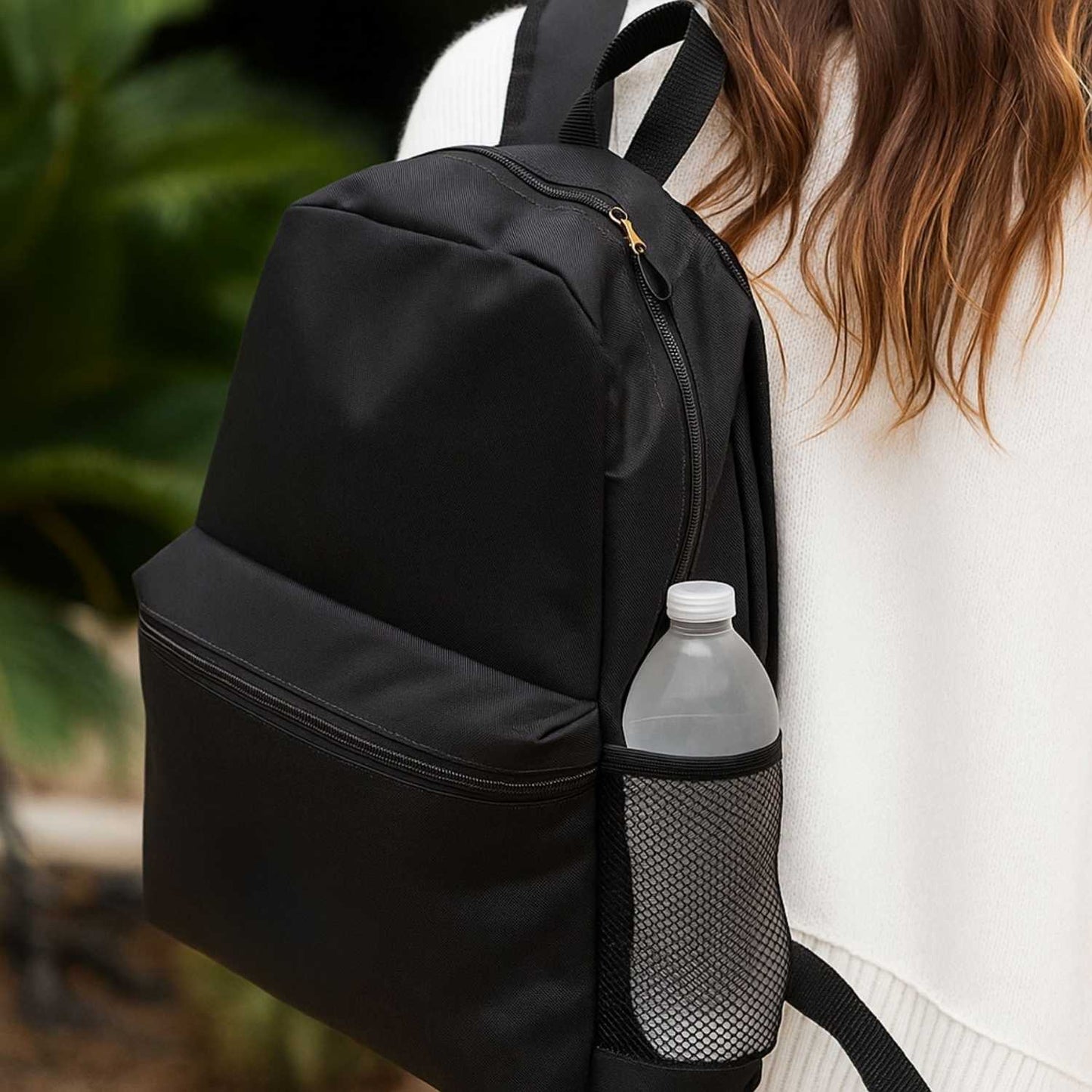 Elegani Classic Backpack – 11.61" x 16.53" x 3.93" Eco-Friendly Recycled PET, 12L Capacity, Ergonomic Sport Zipper Pulls-Black
