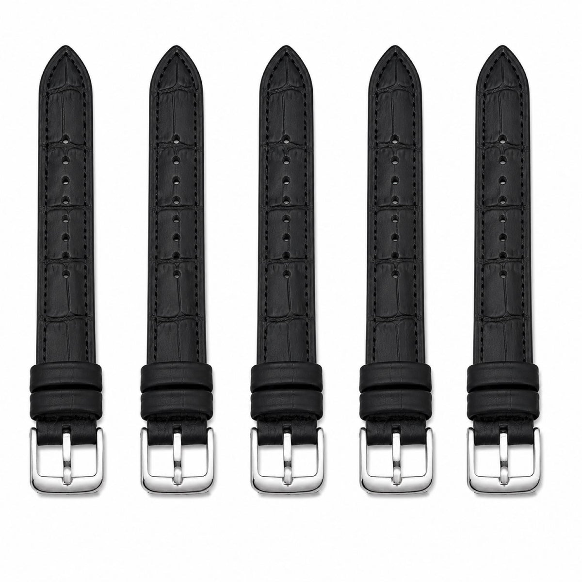 Leather & Rubber Hybrid Watch Replacement Band Compatible with Omega x Swatch MoonSwatch 20mm, Black