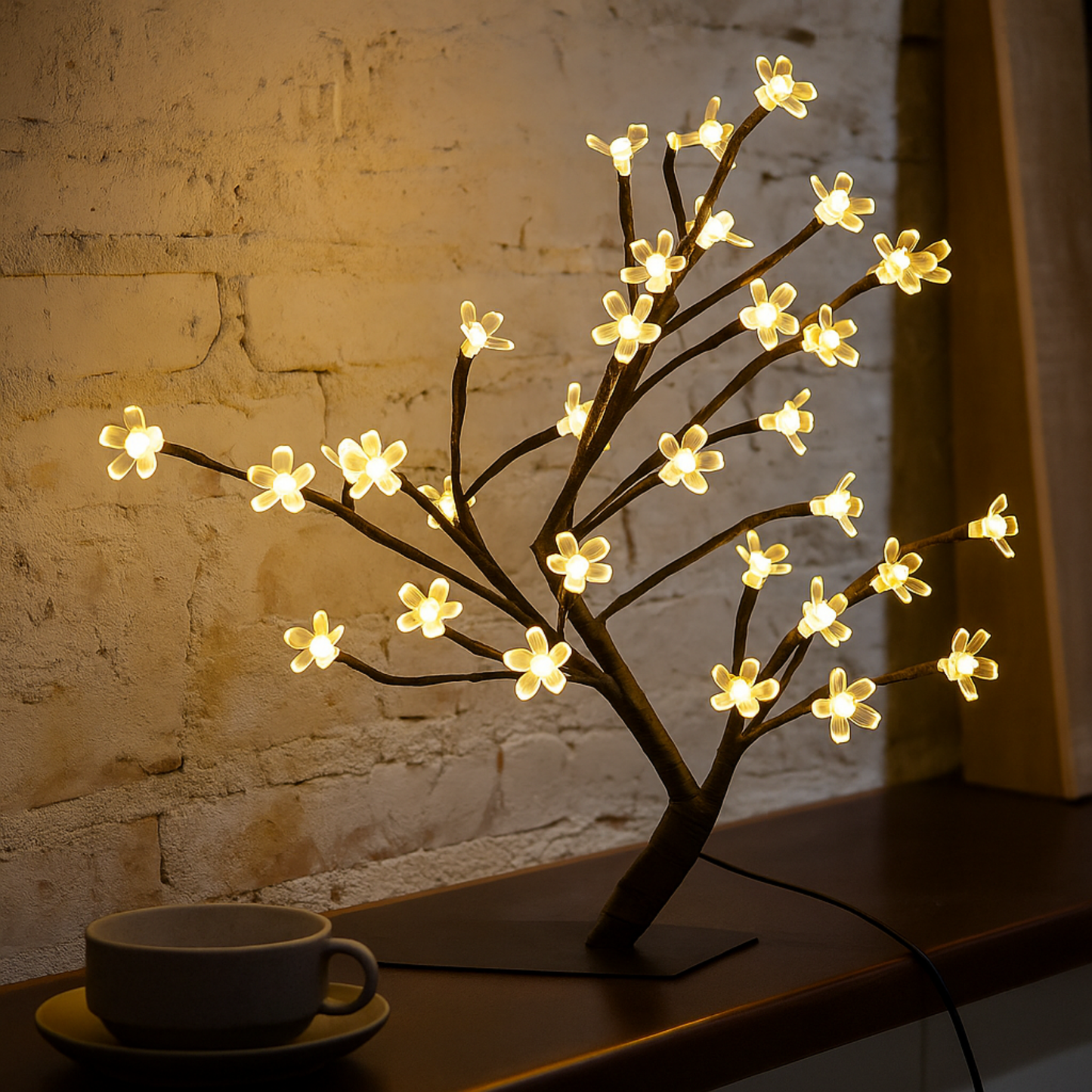 Elegani Lighted Cherry Blossom Tree – 18” Tabletop LED Tree with 24 White Blossoms, Warm White Lights for Wedding, Event, or Home Décor