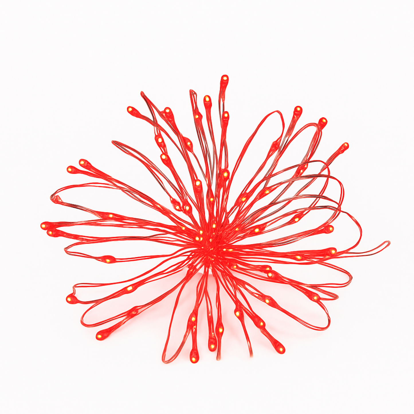 Elegani 100 LED Silver Copper Fairy String Lights – 33ft Plug-In with 4" Spacing, Flexible Wire, Indoor/Outdoor Decorative Lighting for Bedroom, Party, Wedding, and Holiday Décor-Red