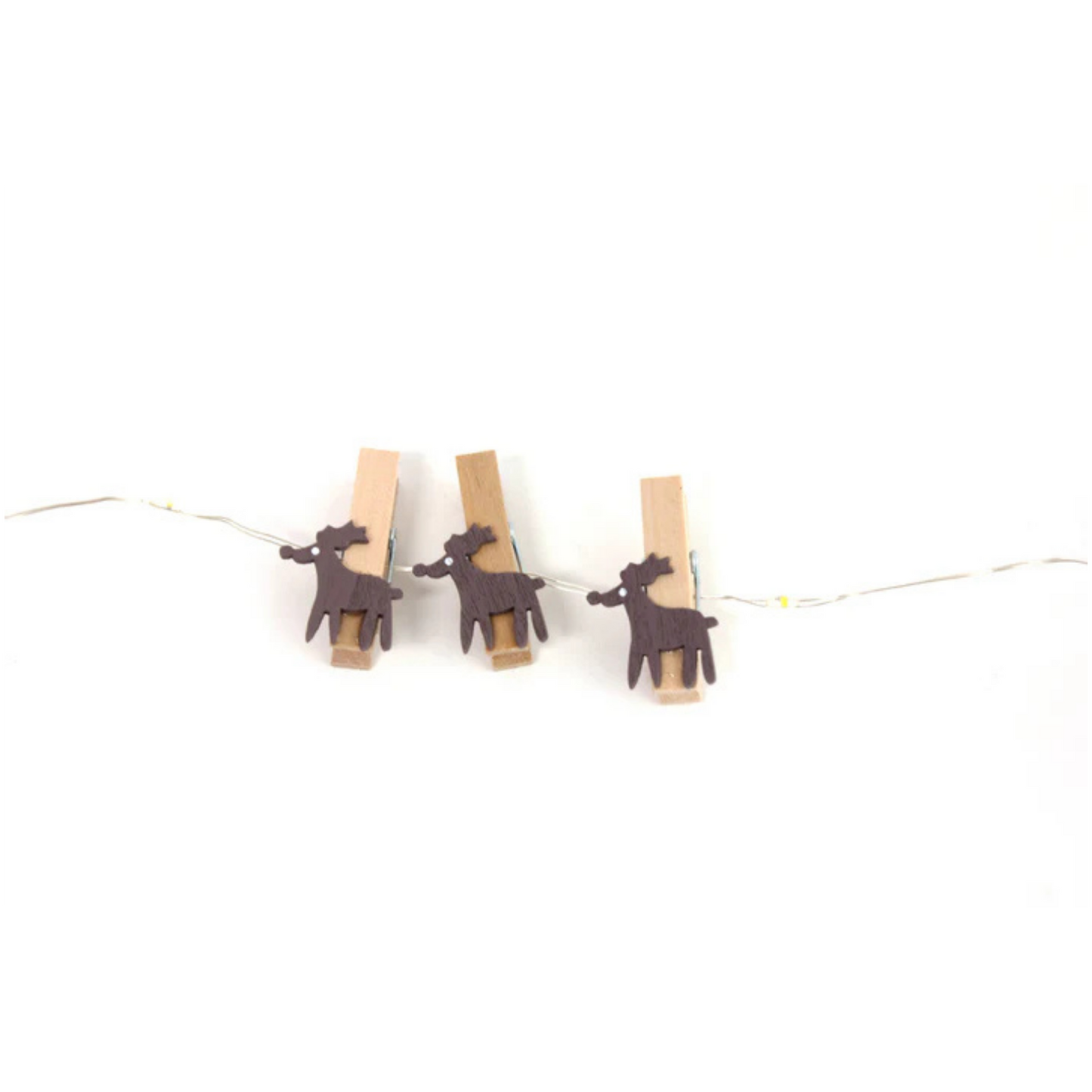 Elegani 20 LED Microdot String Lights with 10 Wood Deer Clips – 7FT Copper Wire Indoor Decorative Light Set