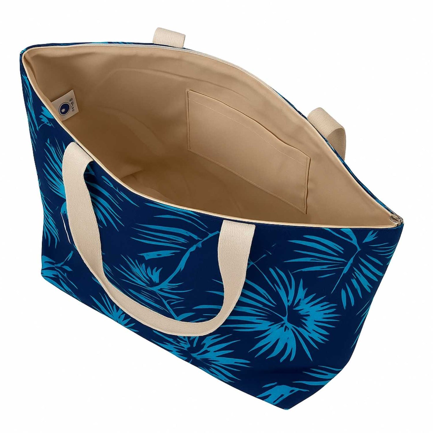 Elegani Coastal Tote Bag – 22" x 15" x 6" Polyester Canvas Beach Bag-Palm Tree