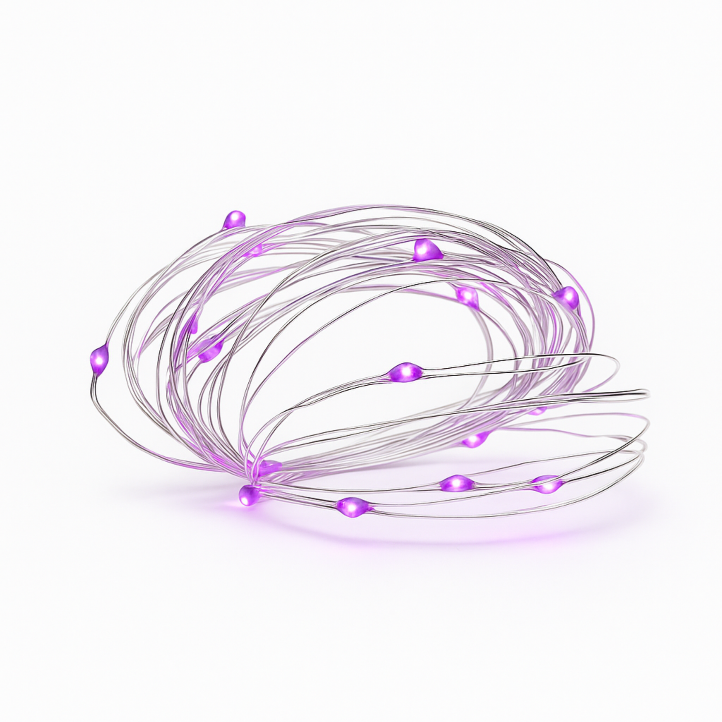 Elegani 100 LED Silver Copper Fairy String Lights – 33ft Plug-In with 4" Spacing, Flexible Wire, Indoor/Outdoor Decorative Lighting for Bedroom, Party, Wedding, and Holiday Décor-Purple