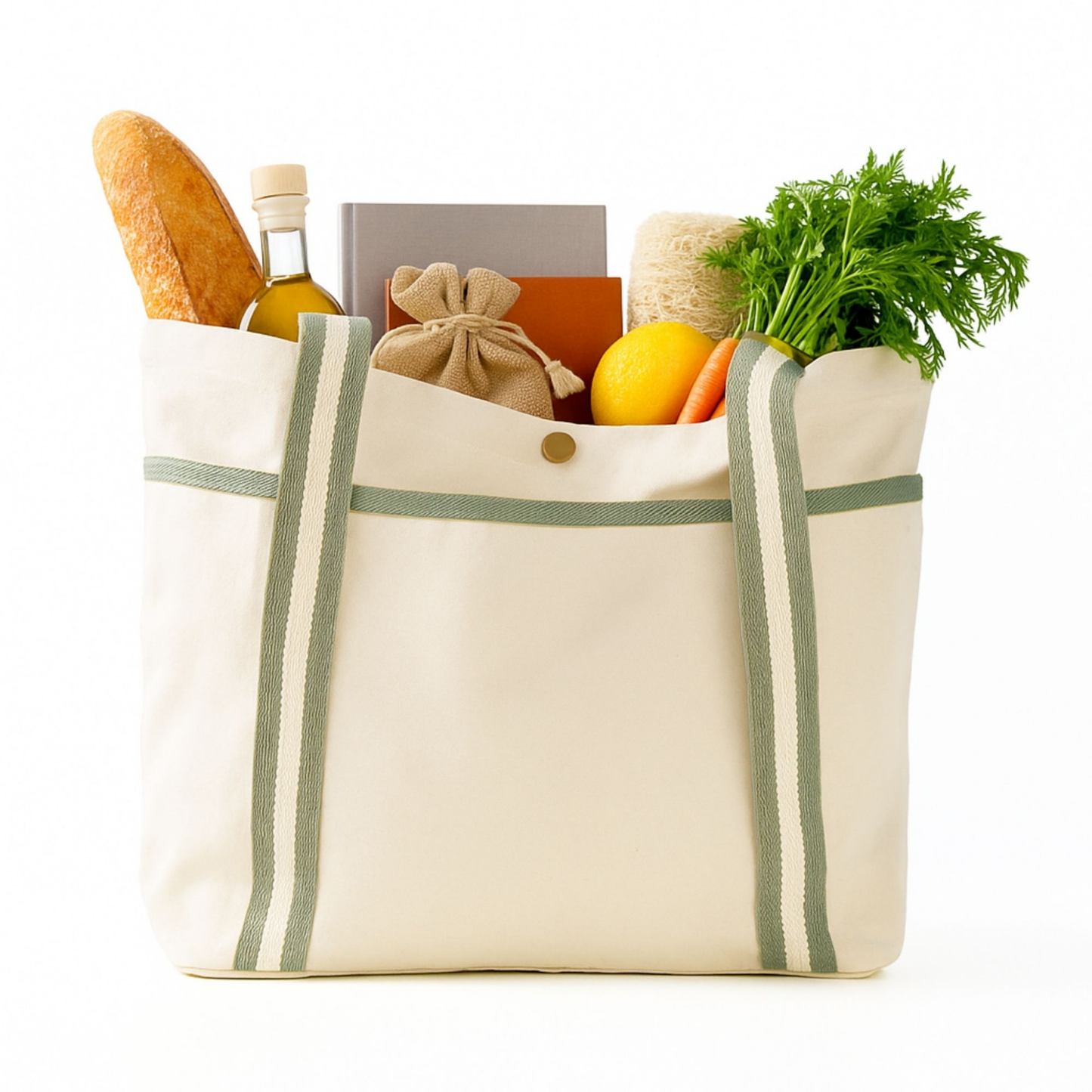 Elegani Signature Canvas Tote Bag – 19.3" x 13.38", 12 oz Aware™ Recycled Cotton, Durable & Eco-Friendly-Gray