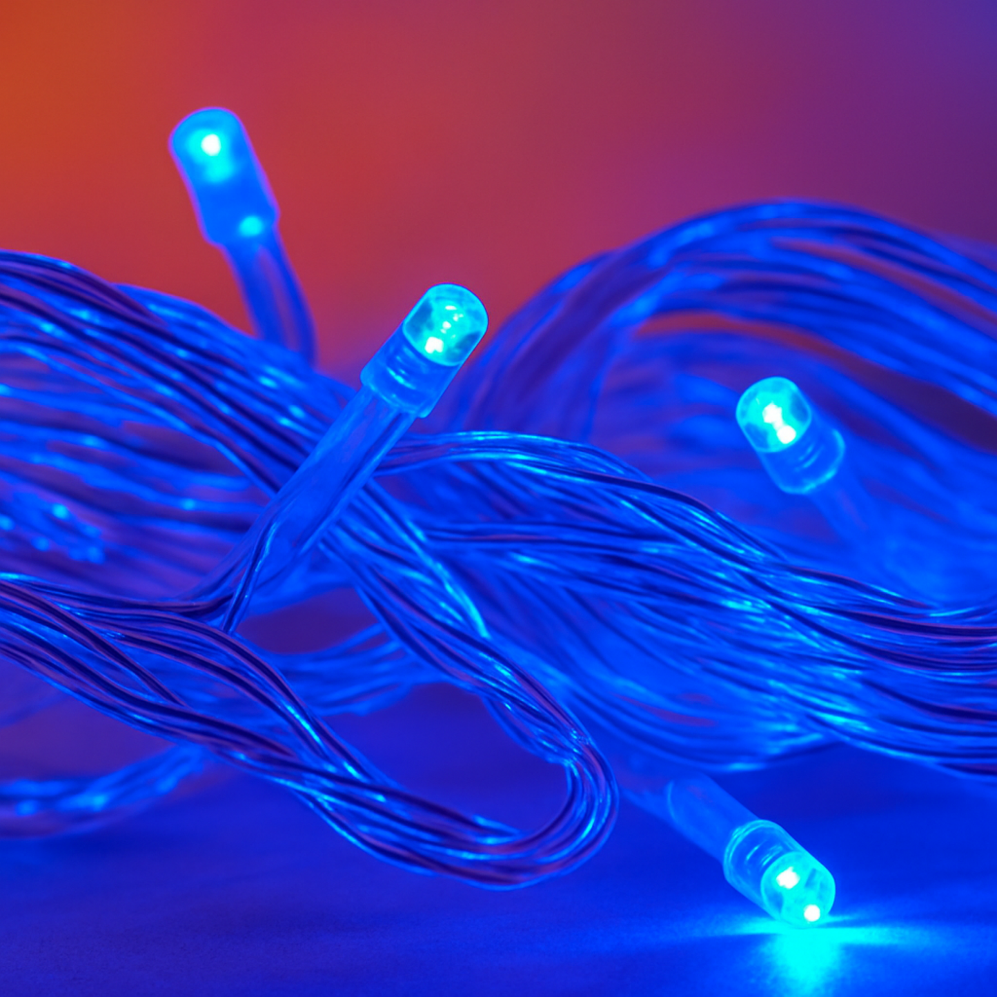 Elegani 100 LED String Lights with Flexible Clear Wire – Blue, Indoor/Outdoor, 33ft, Waterproof, Energy Efficient, Plug-In Holiday & Party Lighting