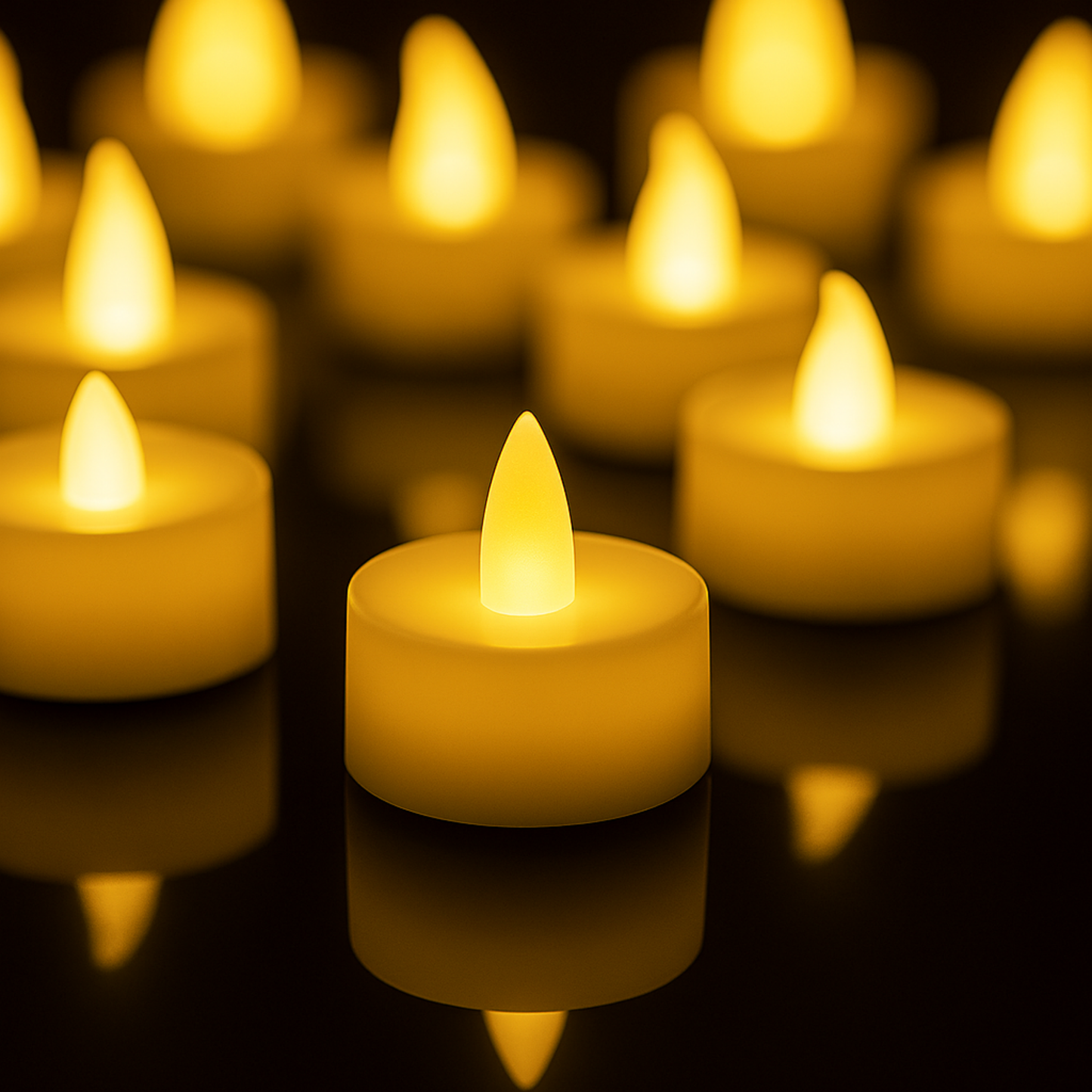 Elegani 24 pcs Flameless Tealight Candles – Warm White LED Flickering Lights, -Free, Safe for Indoor Events and Home Décor