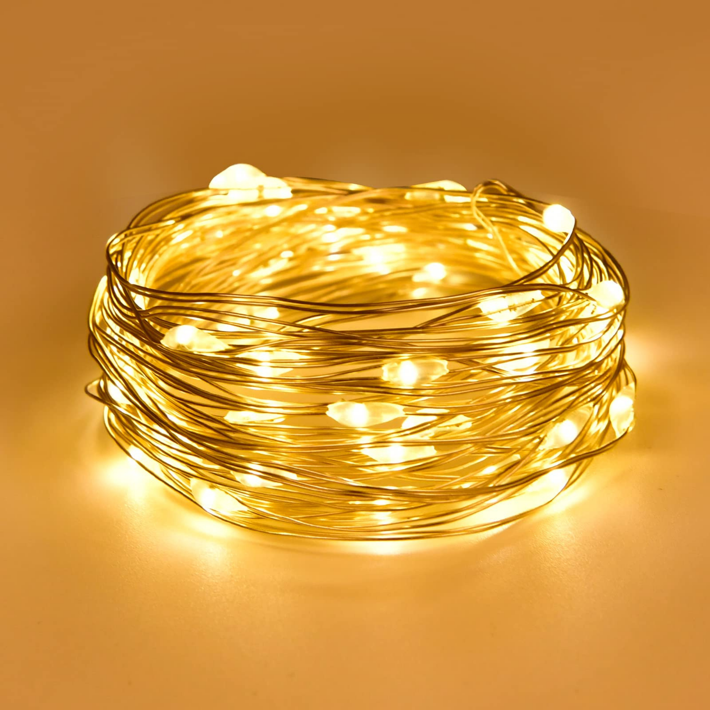 Elegani 20 LED Yellow Fairy String Lights – 7ft Silver Copper Wire Decorative Lights