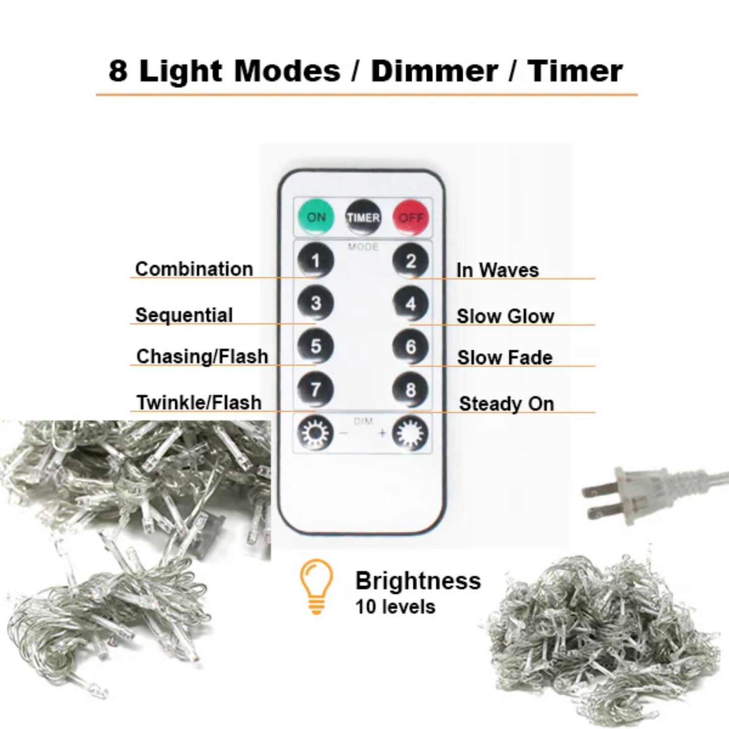 Elegani 300 LED Multicolor Curtain String Light with Remote, 8 Modes, 9x9ft, Indoor/Outdoor Use, Connectable