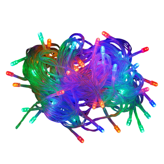 Elegani Indoor/Outdoor 100 LED String Multi Color Lights with Flexible Clear Wire – 33ft, Waterproof, Plug-In, Decorative Lighting for Holiday, Party, and Home Décor