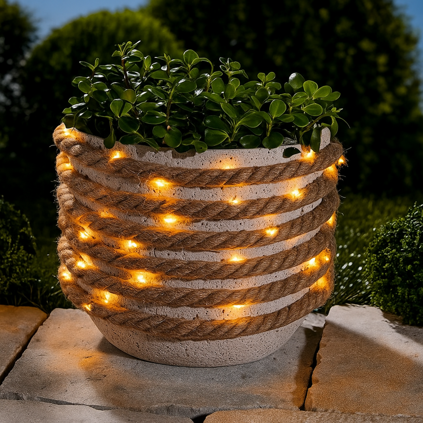 Elegani 30 LED Rope String Lights – 8ft Natural Woven Rope with Warm White Fairy Lights for Farmhouse, Wedding, and Holiday Décor
