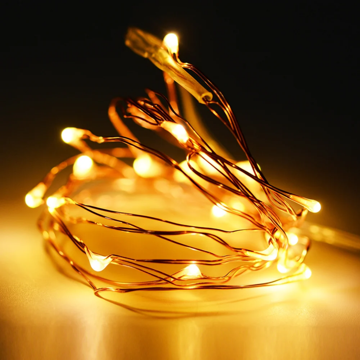Elegani 20 LED Yellow Fairy String Lights – 7ft Silver Copper Wire Decorative Lights